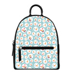 Snowman Emoji Pattern Print Leather Backpack