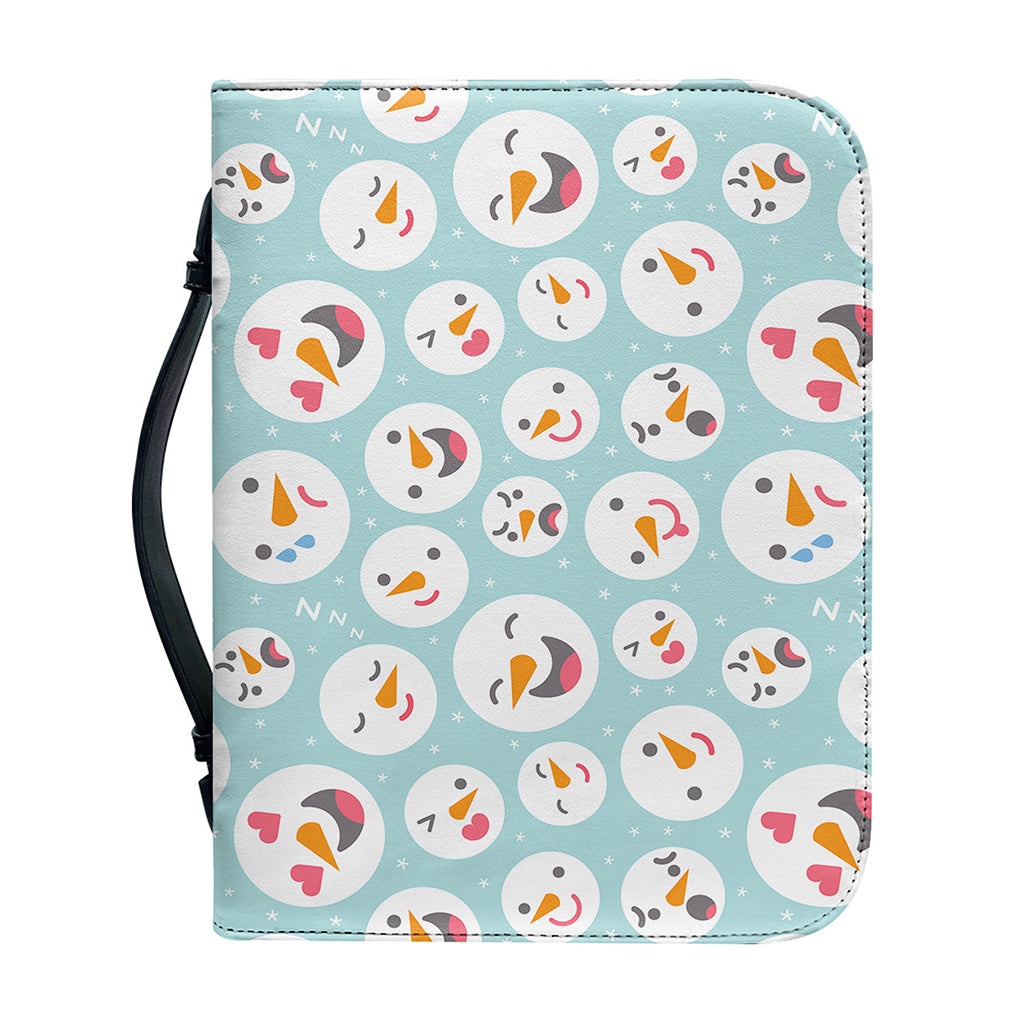 Snowman Emoji Pattern Print Leather Bible Cover