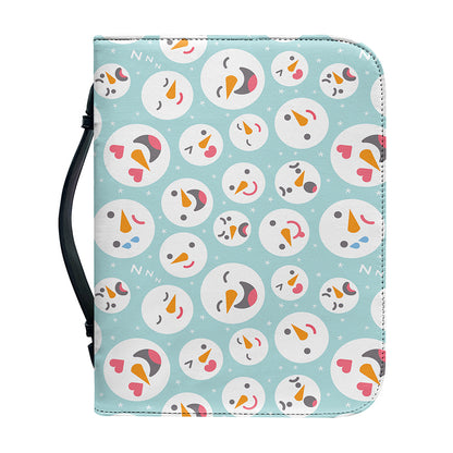 Snowman Emoji Pattern Print Leather Bible Cover