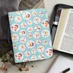 Snowman Emoji Pattern Print Leather Bible Cover