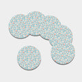 Snowman Emoji Pattern Print Leather Coaster Set