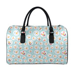 Snowman Emoji Pattern Print Leather Duffle Bag