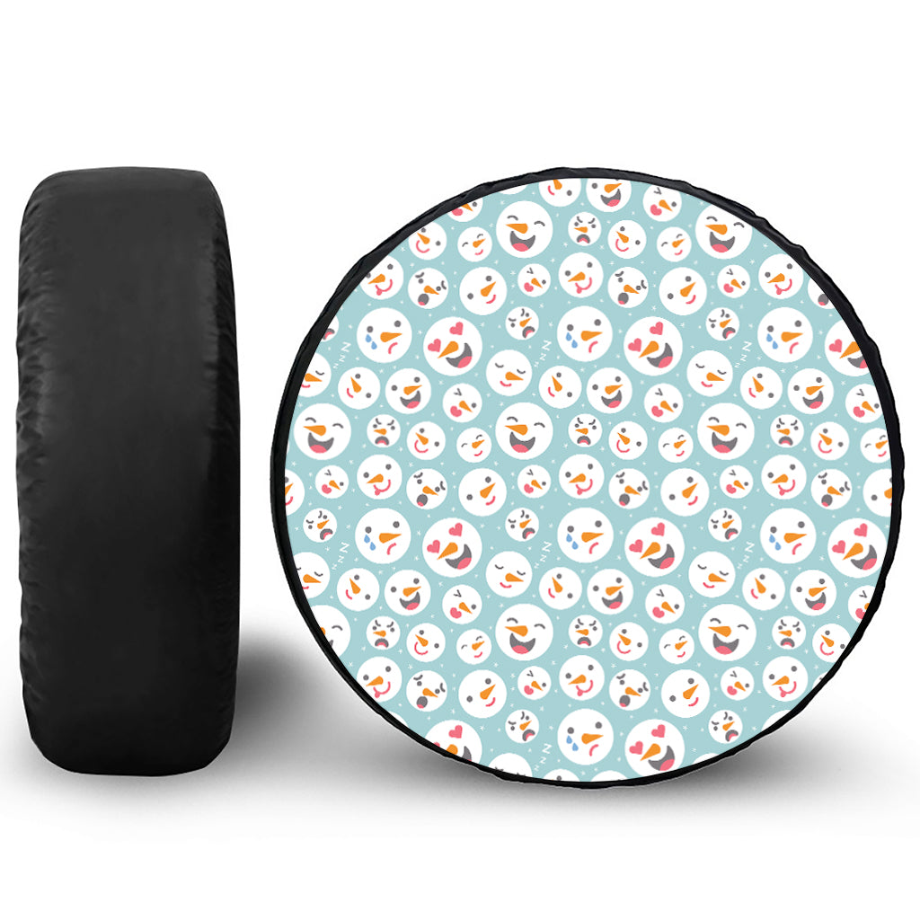 Snowman Emoji Pattern Print Leather Spare Tire Cover