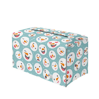Snowman Emoji Pattern Print Leather Tissue Box Cover