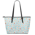 Snowman Emoji Pattern Print Leather Tote Bag With Zipper