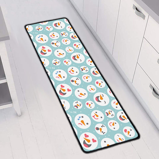 Snowman Emoji Pattern Print Long Kitchen Mat