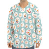 Snowman Emoji Pattern Print Long Sleeve Baseball Jersey