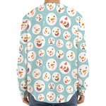 Snowman Emoji Pattern Print Long Sleeve Baseball Jersey