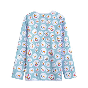 Snowman Emoji Pattern Print Long Sleeve Short Coat