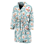 Snowman Emoji Pattern Print Men's Bathrobe