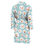 Snowman Emoji Pattern Print Men's Bathrobe