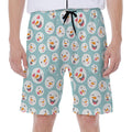 Snowman Emoji Pattern Print Men's Beach Shorts