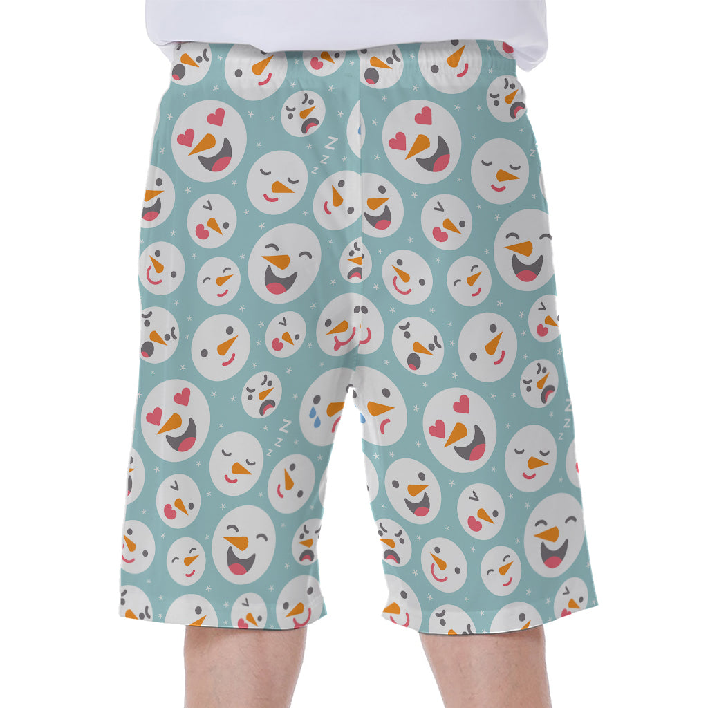 Snowman Emoji Pattern Print Men's Beach Shorts