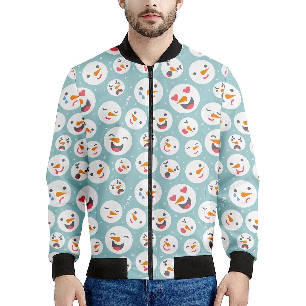 Snowman Emoji Pattern Print Men's Bomber Jacket