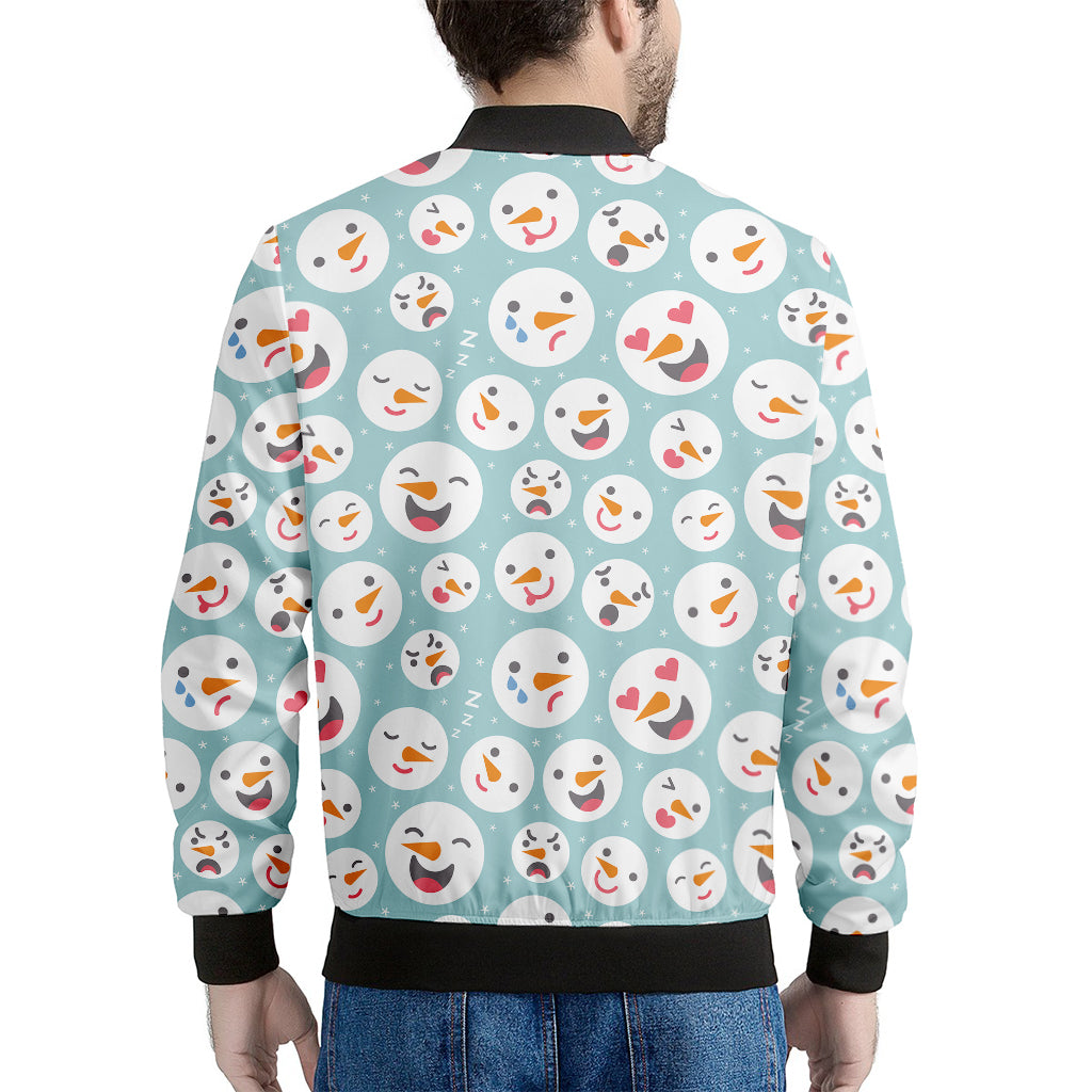 Snowman Emoji Pattern Print Men's Bomber Jacket