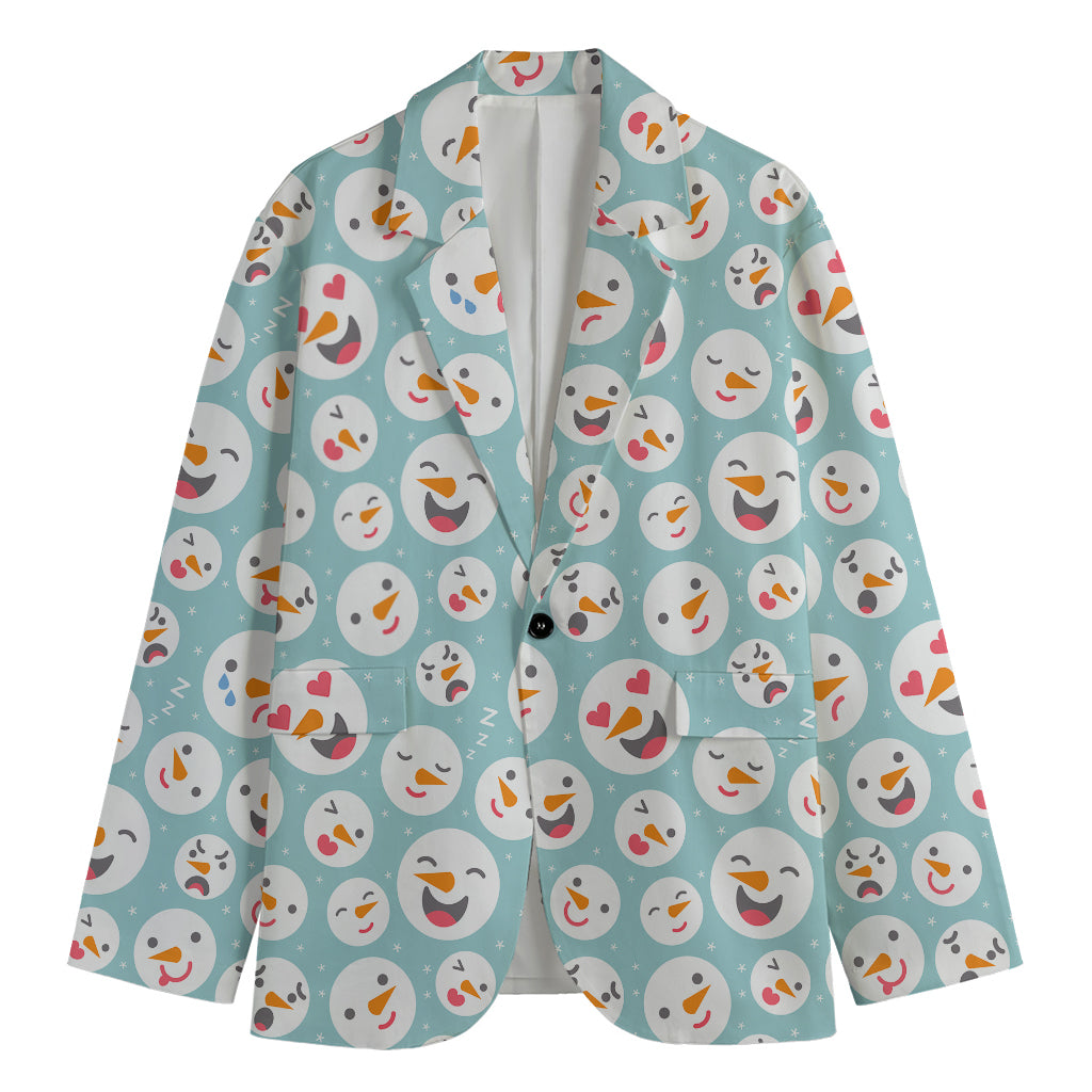 Snowman Emoji Pattern Print Men's Cotton Blazer