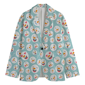 Snowman Emoji Pattern Print Men's Cotton Blazer