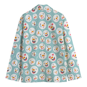 Snowman Emoji Pattern Print Men's Cotton Blazer