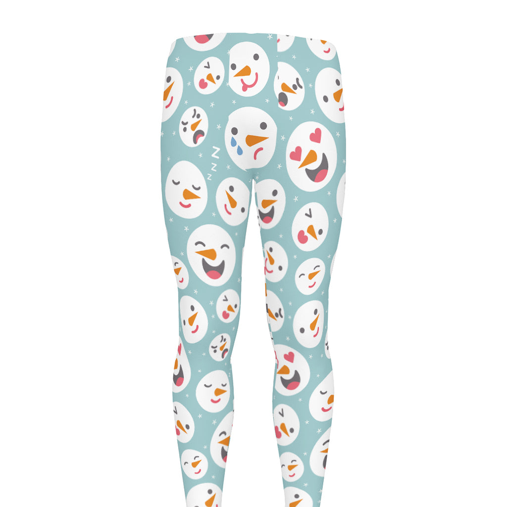 Snowman Emoji Pattern Print Men's leggings