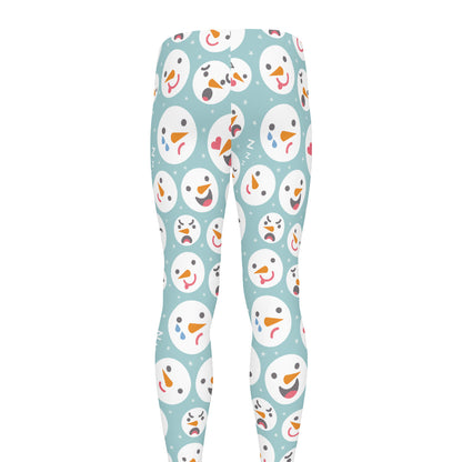 Snowman Emoji Pattern Print Men's leggings