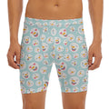 Snowman Emoji Pattern Print Men's Long Boxer Briefs