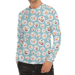 Snowman Emoji Pattern Print Men's Long Sleeve Rash Guard