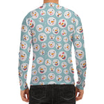 Snowman Emoji Pattern Print Men's Long Sleeve Rash Guard