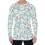 Snowman Emoji Pattern Print Men's Long Sleeve T-Shirt