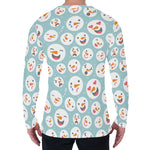 Snowman Emoji Pattern Print Men's Long Sleeve T-Shirt