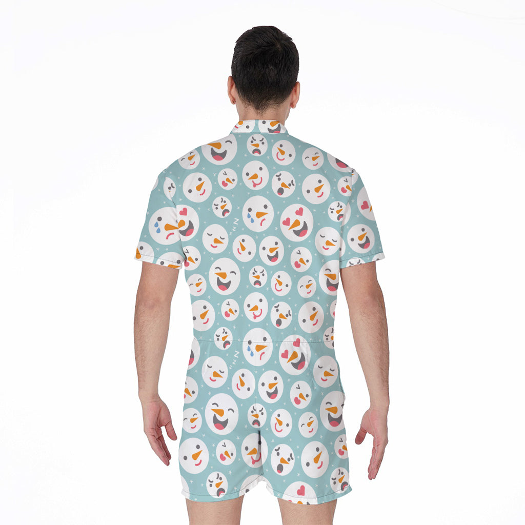 Snowman Emoji Pattern Print Men's Rompers