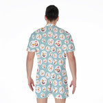 Snowman Emoji Pattern Print Men's Rompers