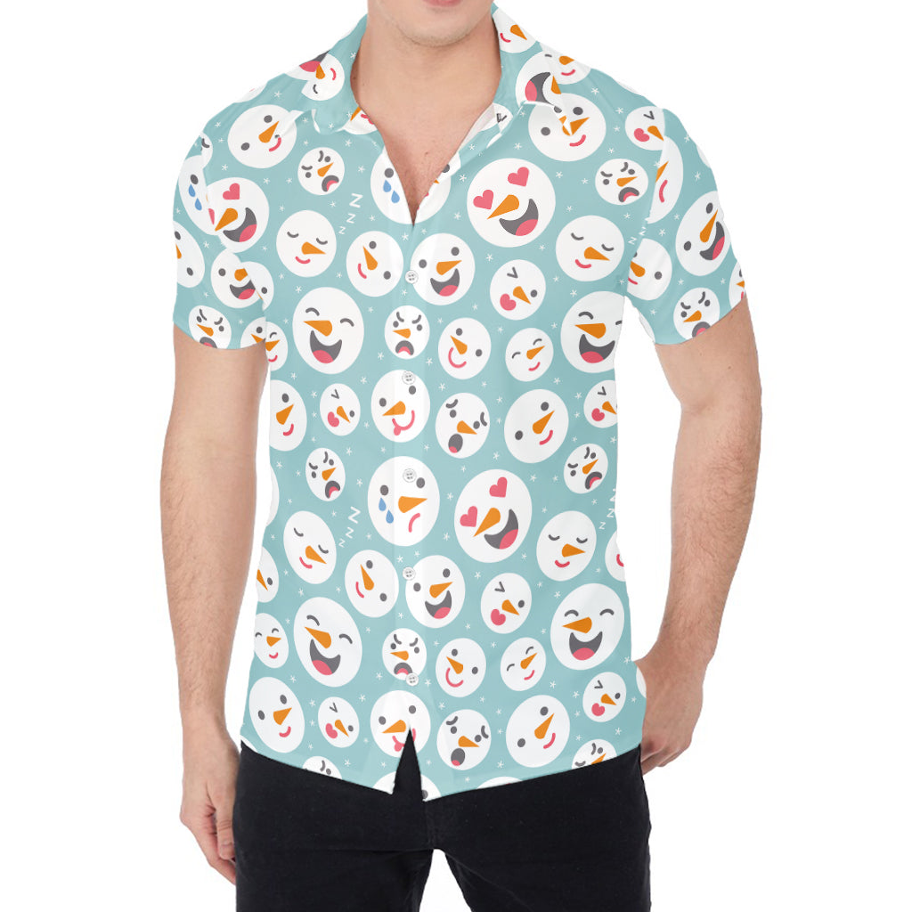 Snowman Emoji Pattern Print Men's Shirt