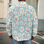 Snowman Emoji Pattern Print Men's Shirt Jacket