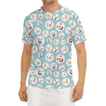 Snowman Emoji Pattern Print Men's Short Sleeve Rash Guard
