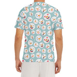 Snowman Emoji Pattern Print Men's Short Sleeve Rash Guard