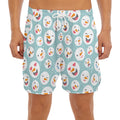 Snowman Emoji Pattern Print Men's Split Running Shorts