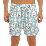 Snowman Emoji Pattern Print Men's Split Running Shorts
