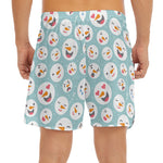 Snowman Emoji Pattern Print Men's Split Running Shorts