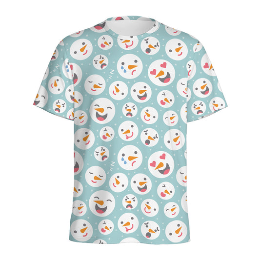Snowman Emoji Pattern Print Men's Sports T-Shirt