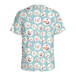 Snowman Emoji Pattern Print Men's Sports T-Shirt