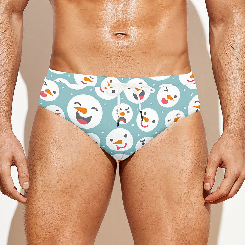 Snowman Emoji Pattern Print Men's Swim Briefs