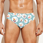 Snowman Emoji Pattern Print Men's Swim Briefs