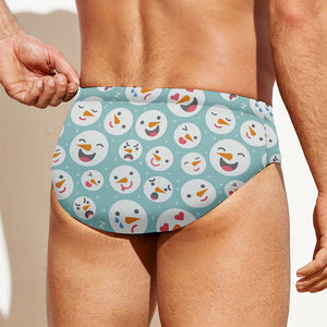 Snowman Emoji Pattern Print Men's Swim Briefs