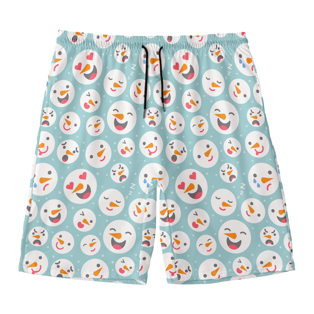 Snowman Emoji Pattern Print Men's Swim Trunks