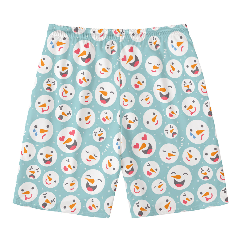 Snowman Emoji Pattern Print Men's Swim Trunks