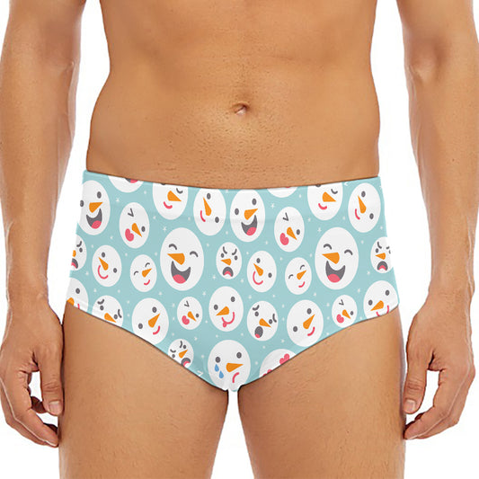 Snowman Emoji Pattern Print Men's Triangle Swim Briefs
