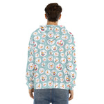 Snowman Emoji Pattern Print Men's Velvet Pullover Hoodie