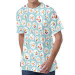 Snowman Emoji Pattern Print Men's Velvet T-Shirt