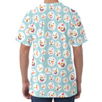 Snowman Emoji Pattern Print Men's Velvet T-Shirt