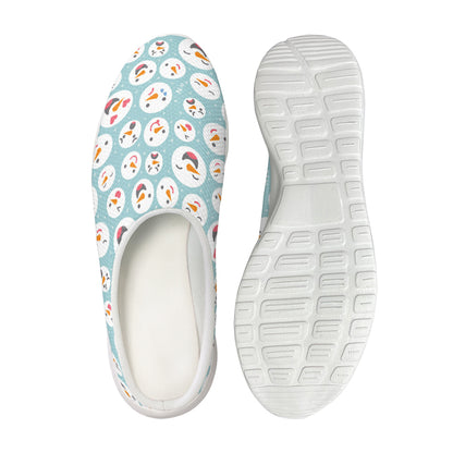 Snowman Emoji Pattern Print Mesh Casual Shoes